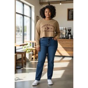 Columbia PHG Performance Hunting Gear Cropped Thermal Waffle Knit Top Tan Large